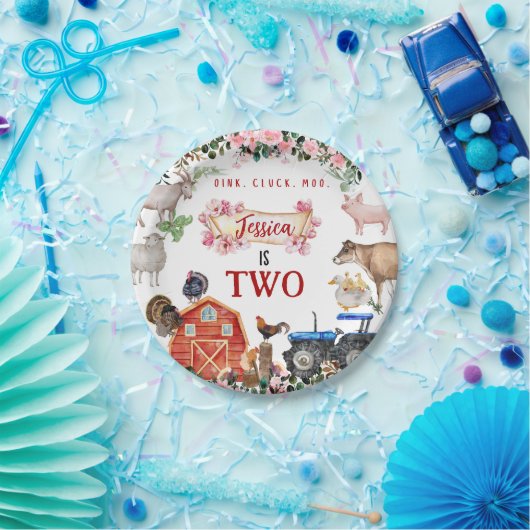 農業動物の誕生日の招待 ペーパープレート (パーティー)