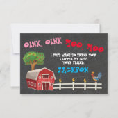 農業動物の誕生日パーティーありがとうご注意 招待状 (正面)