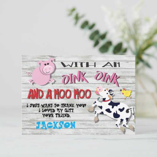 農業動物の誕生日パーティーありがとうご注意 招待状 (スタンド正面)