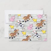 農業動物の誕生日パーティーありがとうご注意 招待状 (裏面)