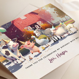 農業動物の誕生日パーティーありがとう サンキューカード