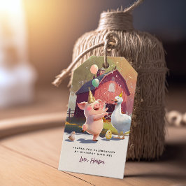 農業動物の誕生日パーティーのお気に入り ギフトタグ