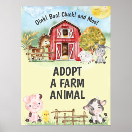 農業動物の誕生日パーティーのサインを採用する ポスター