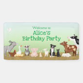 農業動物の誕生日パーティーのビニールウェルカムバナー 横断幕 (横)