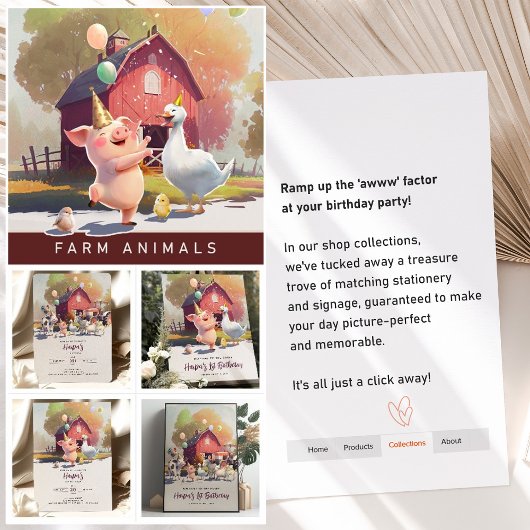 農業動物の誕生日パーティーのポスターを採用する ポスター