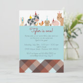 農業動物の誕生日パーティーの招待状 – Boy Color 招待状 (スタンド正面)