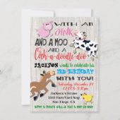 農業動物の誕生日パーティーの招待 招待状 (正面)