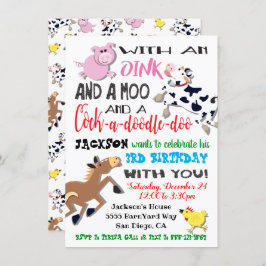 農業動物の誕生日パーティーの招待 招待状