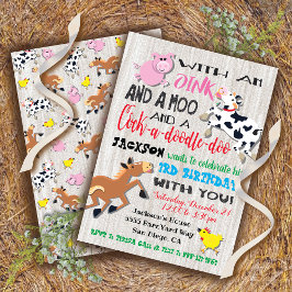 農業動物の誕生日パーティーの招待 招待状