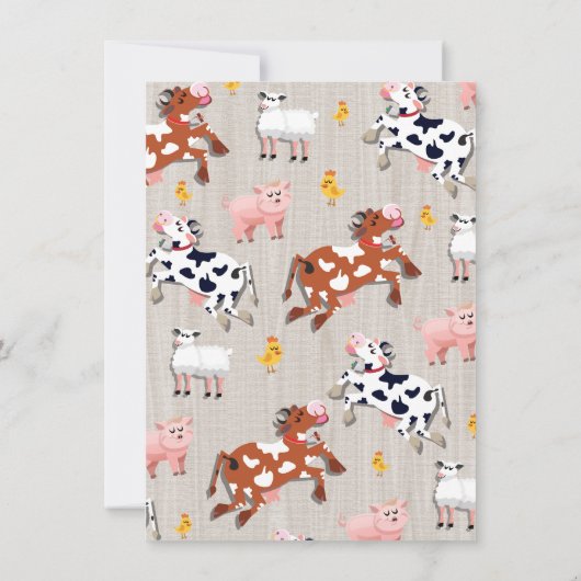 農業動物の誕生日パーティーの招待 招待状 (裏面)