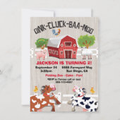 農業動物の誕生日パーティーの招待 招待状 (正面)