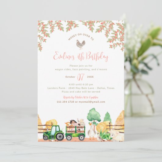農業動物の誕生日パーティーの招待 招待状 (スタンド正面)