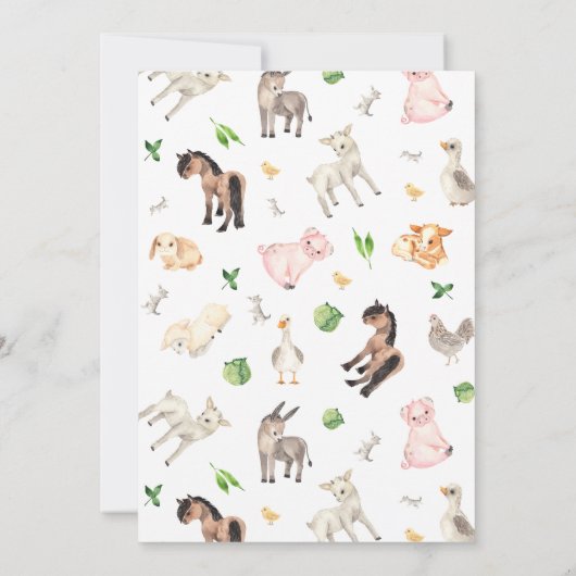 農業動物の誕生日パーティーの招待 招待状 (裏面)