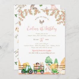 農業動物の誕生日パーティーの招待 招待状