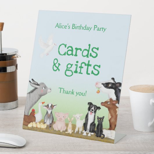 農業動物の誕生日パーティーカードとギフトサイン 台座サイン (インサイチュ)