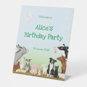 農業動物の誕生日パーティー歓迎ペデスタルサイン 台座サイン (正面)