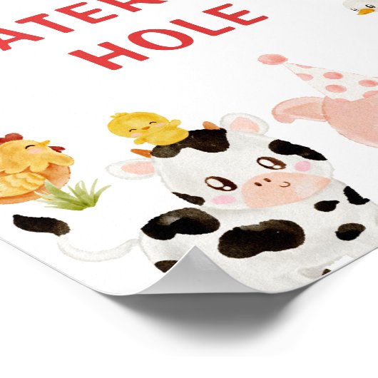 農業動物の誕生日パーティー水やりホール ポスター (角)