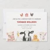 農業動物の誕生日 招待状 (正面)