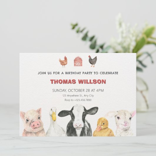 農業動物の誕生日 招待状 (スタンド正面)