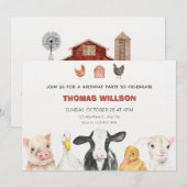 農業動物の誕生日 招待状 (正面/裏面)