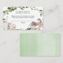 農業動物の赤ちゃんシャワーおむつラッフルカード