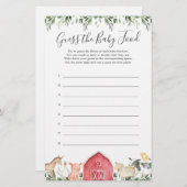 農業動物の赤ちゃんシャワーベビー食べ物を推測 (正面/裏面)