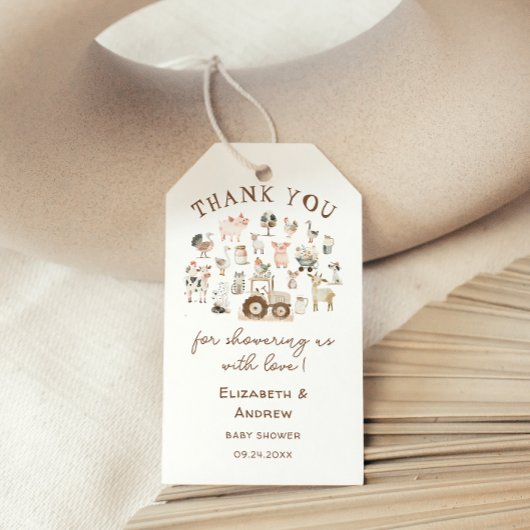 農業動物の赤ちゃんシャワー ギフトタグ