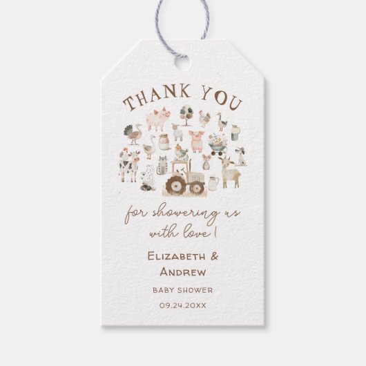農業動物の赤ちゃんシャワー ギフトタグ (正面)