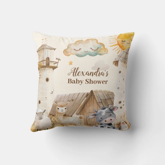 農業動物の赤ちゃんシャワー クッション (裏面)