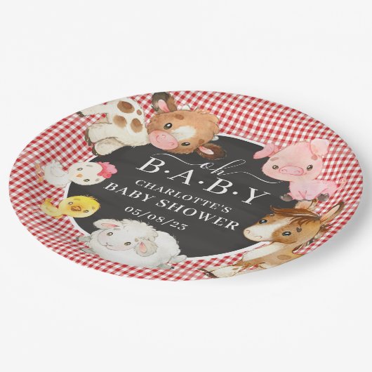 農業動物の赤ちゃんシャワー ペーパープレート (アングル)