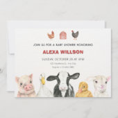 農業動物の赤ちゃんシャワー 招待状 (正面)