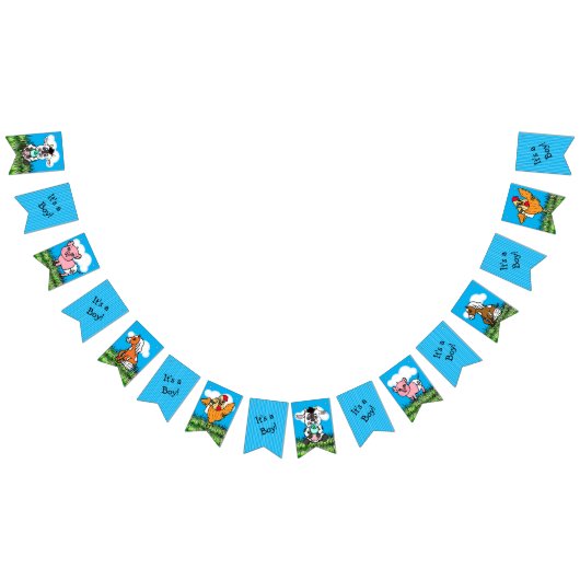 農業動物をテーマにした赤ちゃんシャワーのバナー バンティングフラッグ (全)