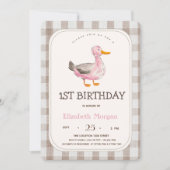 農業動物アヒルのギンガム 招待状 (正面)