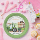 農業動物グリーントラクターボーイズベビーシャワー ペーパープレート (パーティー)