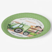 農業動物グリーントラクターボーイズベビーシャワー ペーパープレート (アングル)