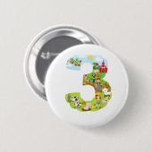 農業動物サードバースデーパーティーテーマ番号thr 缶バッジ (正面&裏面)