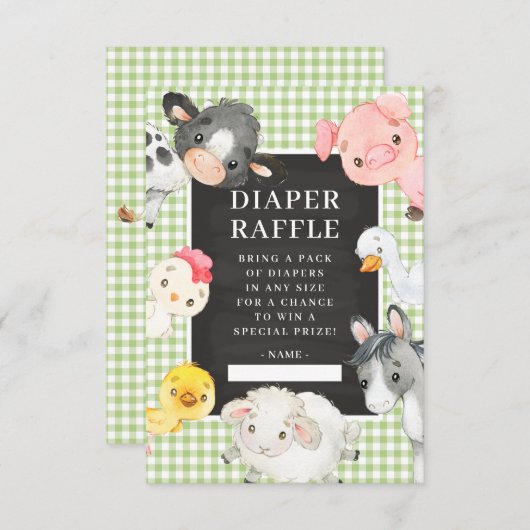 農業動物シャワーおむつラッフルエンクロージャカード エンクロージャーカード (正面/裏面)