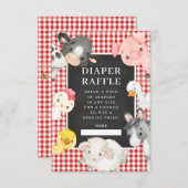 農業動物シャワーおむつラッフル エンクロージャーカード (正面/裏面)