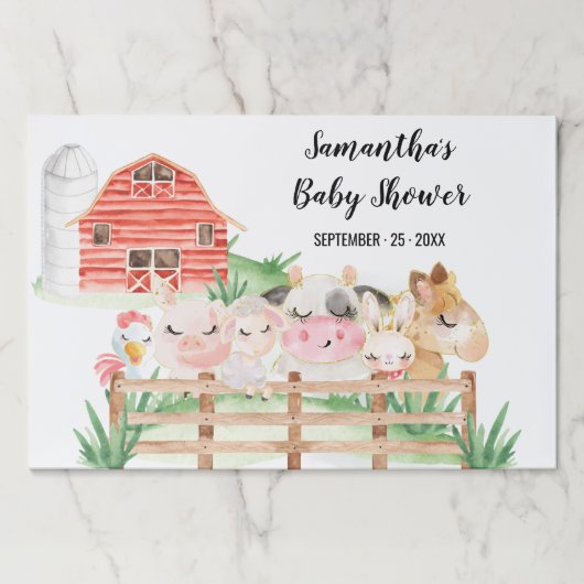 農業動物シャワー紙ランチョンマットティアウェイパッド ペーパーパッド (正面)