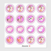 農業動物セット納屋周囲の庭ギンガムライトピンク シール (シート)