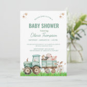 農業動物トラクターベビッ男女兼用ブシャワー 招待状 (スタンド正面)
