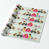 農業動物トラクター子供の名前の年齢を追加 ラッピングペーパー (アンロールド)