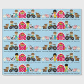 農業動物トラクター子供の名前の年齢を追加 ラッピングペーパー (フラット)