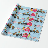 農業動物トラクター子供の名前の年齢を追加 ラッピングペーパー (アンロールド)