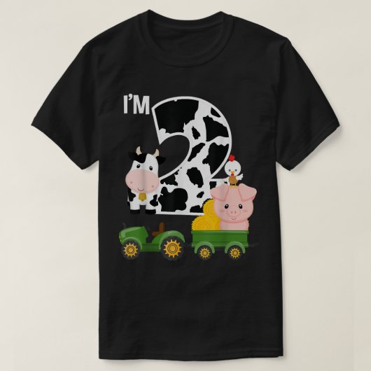 農業動物トラクター2nd誕生日2歳誕生 tシャツ (デザイン正面)
