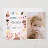 農業動物バルーン納屋周囲の庭サンキューカード 招待状 (正面)