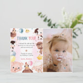 農業動物バルーン納屋周囲の庭サンキューカード 招待状 (スタンド正面)