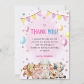 農業動物バルーン納屋周囲の庭サンキューカード 招待状 (正面)