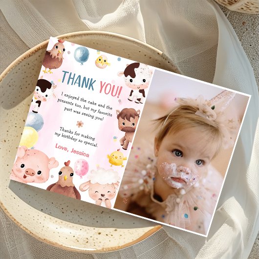 農業動物バルーン納屋周囲の庭サンキューカード 招待状