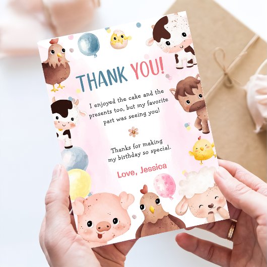 農業動物バルーン納屋周囲の庭サンキューカード 招待状